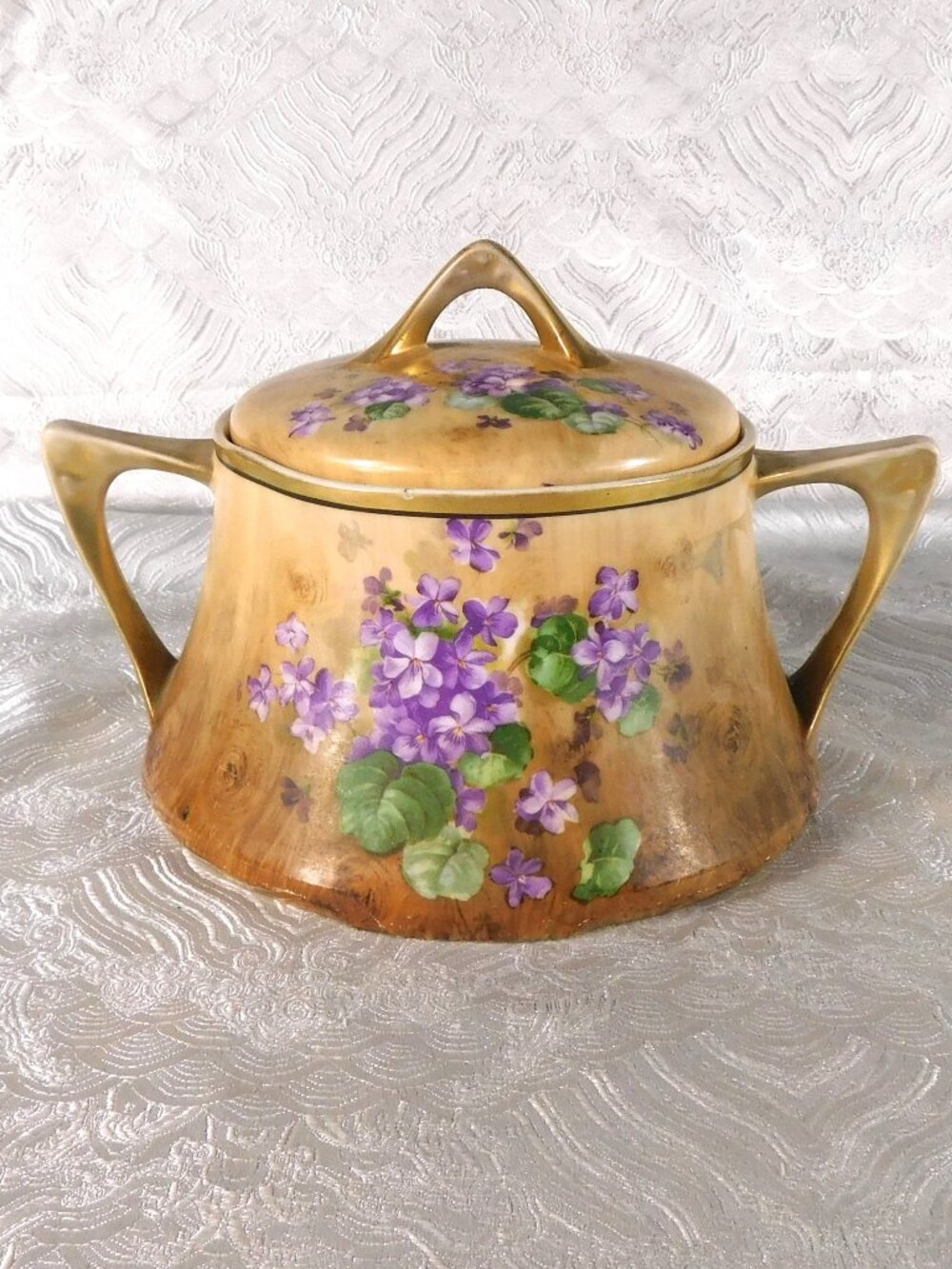 Royal Munich Zeh Scherzer Wood Look Porcelain Biscuit Jar # 27716